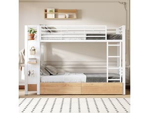 Lit superposé 90x200 cm <strong>MODFU</strong> <strong></strong> coloris blanc