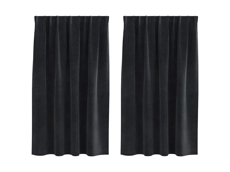Lot de 2 rideaux, rideaux de fenêtre noir 140 x 140 cm velours cf44090 - Conforama A