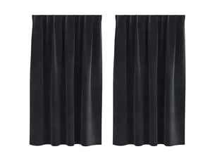 Lot de 2 rideaux, rideaux de fenêtre noir 140 x 140 cm velours cf44090