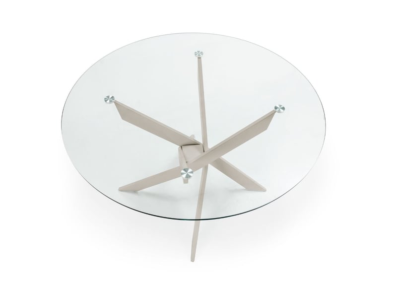  Table ronde ø120cm pieds métal crème et plateau en verre - ritha RITHA - Conforama C