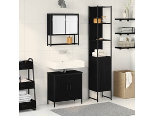 Ensemble de mobilier de salle de bain 3 pièces noir cf64489