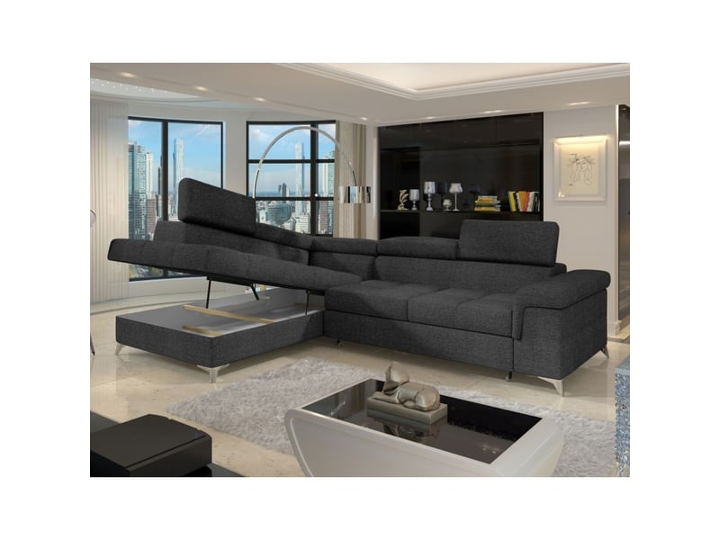  Canapé d'angle convertible palazzo 4 places gris foncé – angle gauche avec 1 coussin  - Conforama D