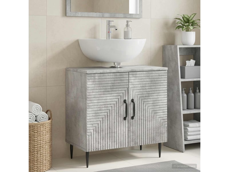 Meuble sous lavabo de salle de bain haarlem gris béton cf64894 - Conforama B