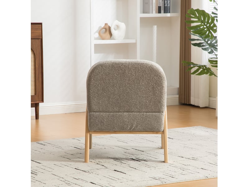  Fauteuil lounge scandinave en chenille gris  - Conforama D