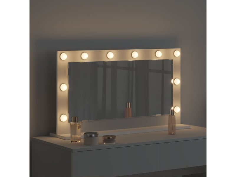 Miroir de vanité, miroir de coiffeuse blanc 80 x 45 x 18 cm verre et bois composite cf62741 - Conforama C