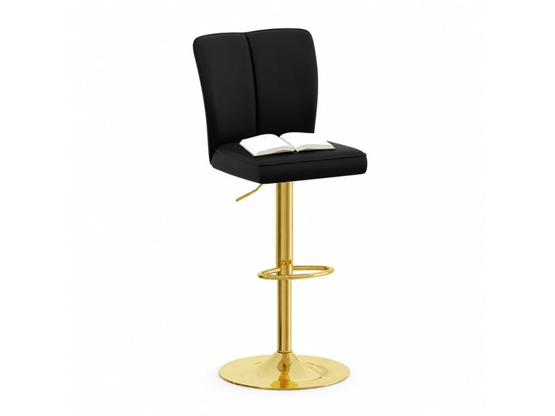  Lot de 2 tabourets de bar réglables,63x85 cm,pivotants,similicuir et métal doré,noir  - Conforama A