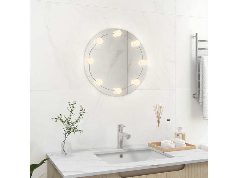  Miroir mural avec lampes led rond verre cf62812  - Conforama B