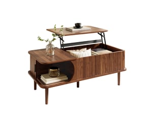 Table basse rectangulaire coloris bois foncé <strong>DESMIU</strong> <strong></strong> - 48 cmx100 cm