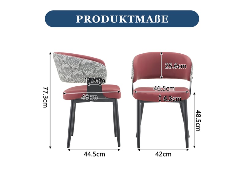  Chaise à accoudoirs à dossier divisé en pu rouge  - Conforama E