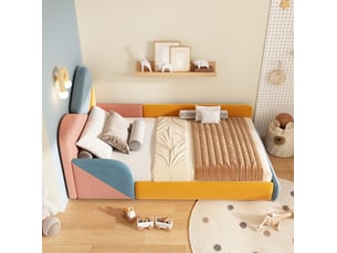 Lit simple 90x200 cm <strong>HAVRYA</strong>  <strong></strong> coloris multicolore