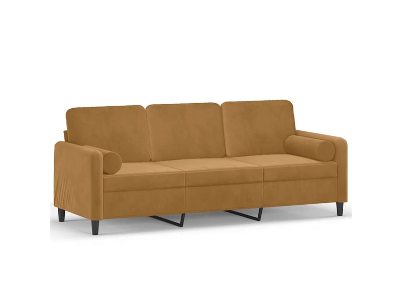 Canapé droit, sofa, canapé 3 places avec oreillers décoratifs marron 180 cm velours cf20133  - Conforama A