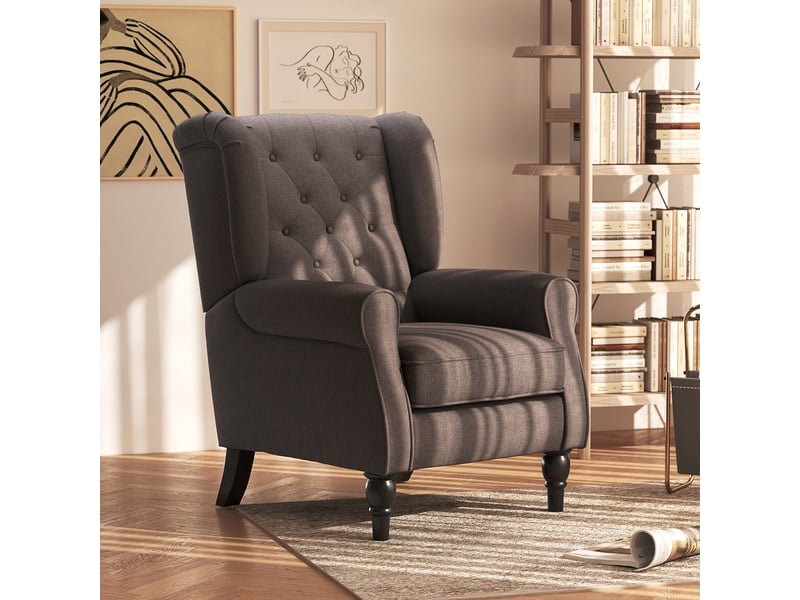  Fauteuil de salon capitonné aosenyunzhou assise large pieds en bois marron 74 x 86 x 102 cm T1003-01-12390 - Conforama D