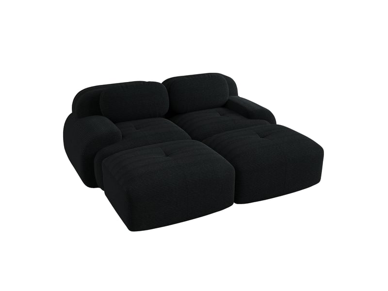 Canapé modulable modenvie 2 places sans cadre en velours côtelé noir 208 x 178 x 70 cm  - Conforama A