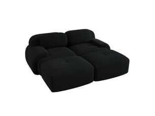 Canapé modulable modenvie 2 places sans cadre en velours côtelé noir 208 x 178 x 70 cm