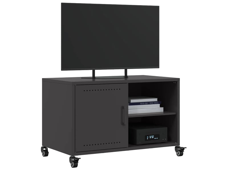  Meuble tv - banc tv - meuble de rangement noir 68x39x43,5 cm acier  - Conforama D