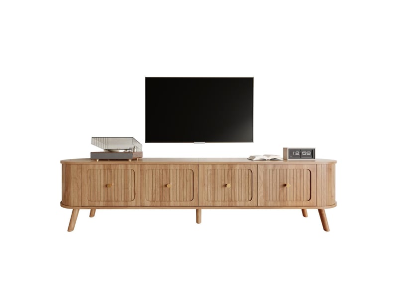  Meuble tv avec 4 portes en mdf et panneau de particules coloris chêne 180x38x47 cm - pangivo  - Conforama A