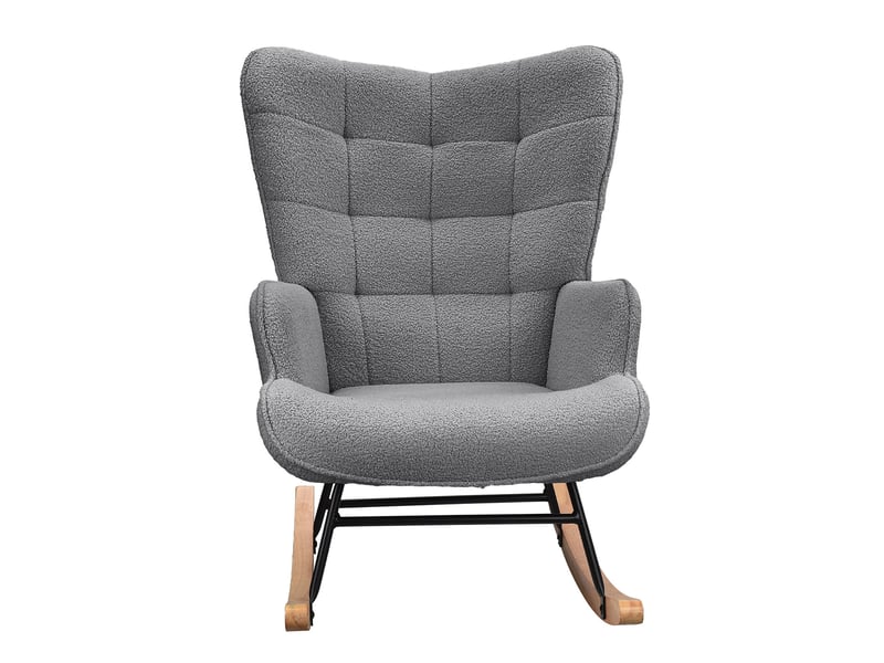  Chaise à bascule, fauteuil a bascule avec polaire sherpa, allaitement fauteuil pour salon, chambre, balcon, gris foncé  - Conforama W