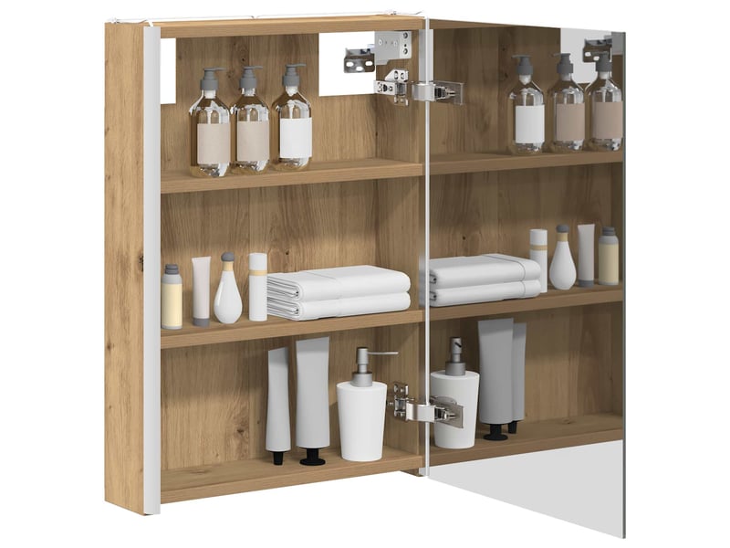 Armoire miroir salle de bain, meuble de rangement chêne artisan shl9826 - Conforama C