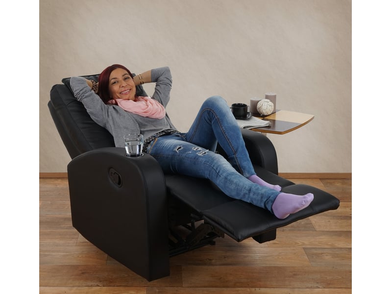 Fauteuil de télévision durham, fauteuil relax, chaise longue, similicuir - noir - Conforama C