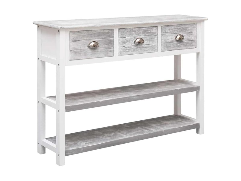  Buffet - bahut - meuble de rangement gris antique 108x30x76 cm bois de paulownia massif  - Conforama B