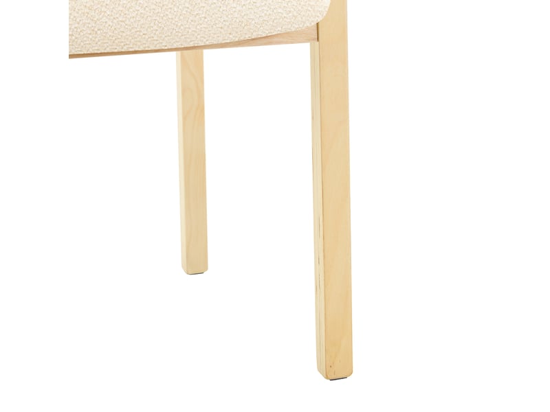  Lot de 2 chaises de salle à manger 53 cm, chaise cuisine scandinave, chaise nordique, tissu blanc, en bois, dossier courbé  - Conforama E