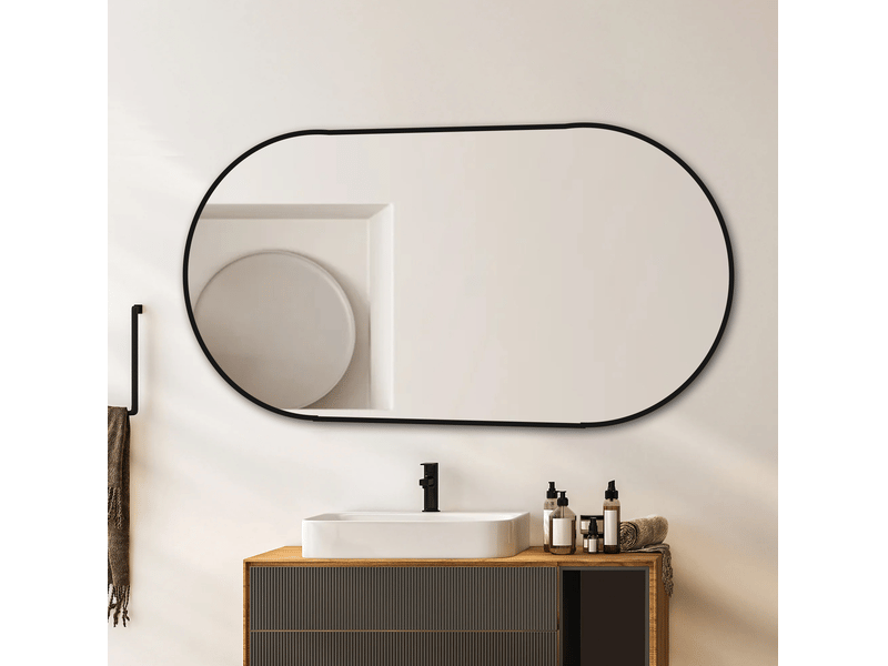 Miroir mural capsule 60x120 cm noir en verre sans cuivre, pose horizontale ou verticale - Conforama E