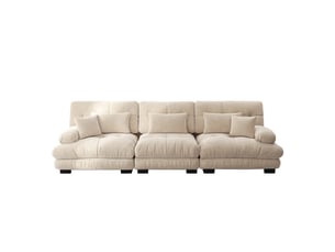 Canapé d'angle modulaire 3 places en chenille, canapé convertible à assise profonde, couleur café clair pour salon et appartement