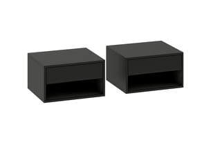 Lot de 2 tables de chevet murales 37 x 32 x 21 cm rangement tiroir montage facile moderne en panneau de particules noir 21_0001551