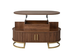 Table basse ovale coloris bois foncé PANGIVO N621P510329N - 50 cmx100 cm