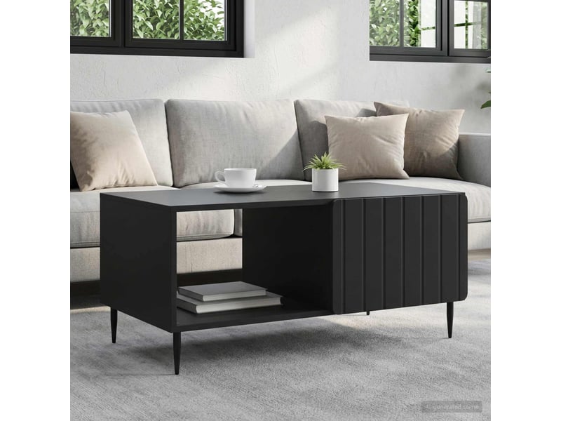  Table basse - table de salon - table à thé noir 90 x 50 x 40 cm bois d'ingénierie  - Conforama B