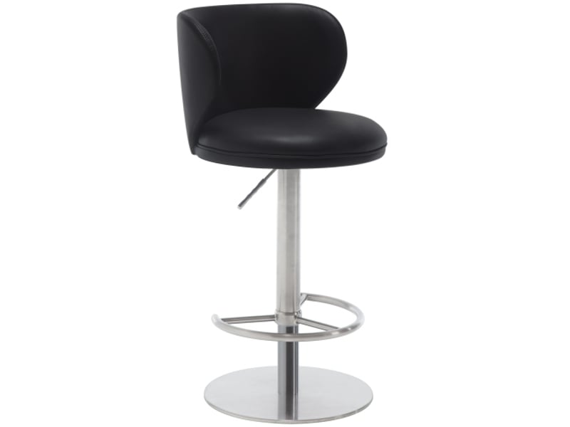  Tabouret de bar pivotant avec dossier, tabouret noir en cuir, pied en métal  - Conforama A