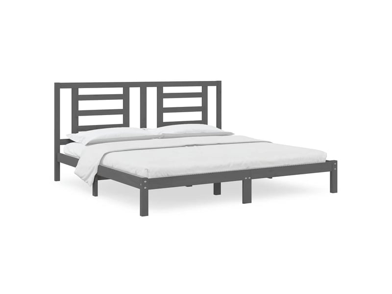  Lit double- lit adulte -  cadre de lit sans matelas gris 200x200 cm bois massif de pin  - Conforama A