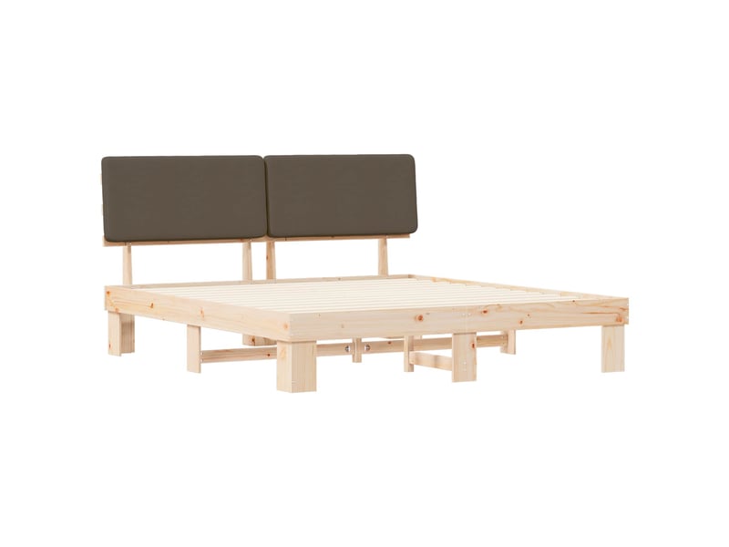  Lit double- lit adulte -  cadre de lit avec tête de lit rembourrée taupe 200 x 200 cm  - Conforama C