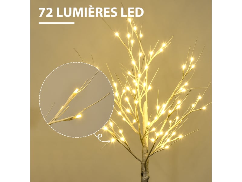  Arbre lumineux led - décoration lumineuse blanc chaud - 72 leds - usage intérieur - 120 cm - décoration de noël chambre maison blanc  - Conforama D