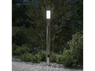 Borne lumineuse, lampadaire avec détecteur et prise 110 cm acier inoxydable ip44 shl76472