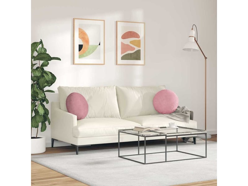  Lot de 2 coussins de siège, coussins décoratifs rose ø 40 x 13 cm velours cf59936  - Conforama D