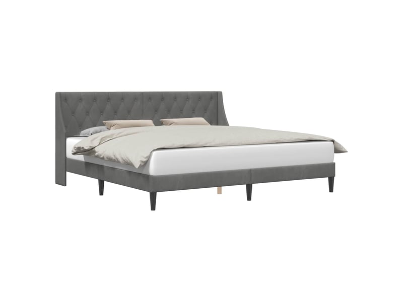  Lit double- lit adulte -  cadre de lit avec tête de lit gris foncé 200 x 200 cm velours  - Conforama A