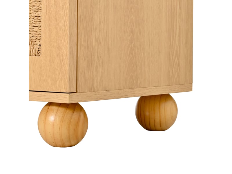  Vitrine meuble rangement haut 80x40x180 cm, 3 compartiments portes tressées mdf pin naturel  - Conforama R