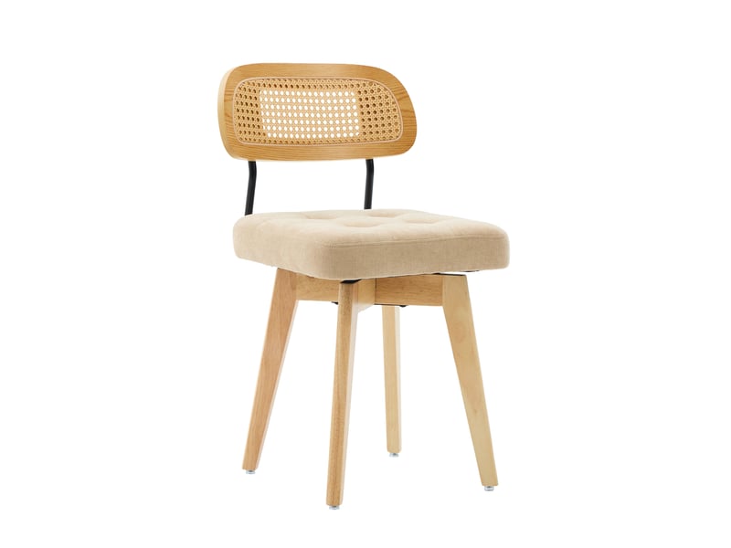  Lot de 2 chaises pivotantes 43x50x77 cm à dossier tressé, kaki  - Conforama A
