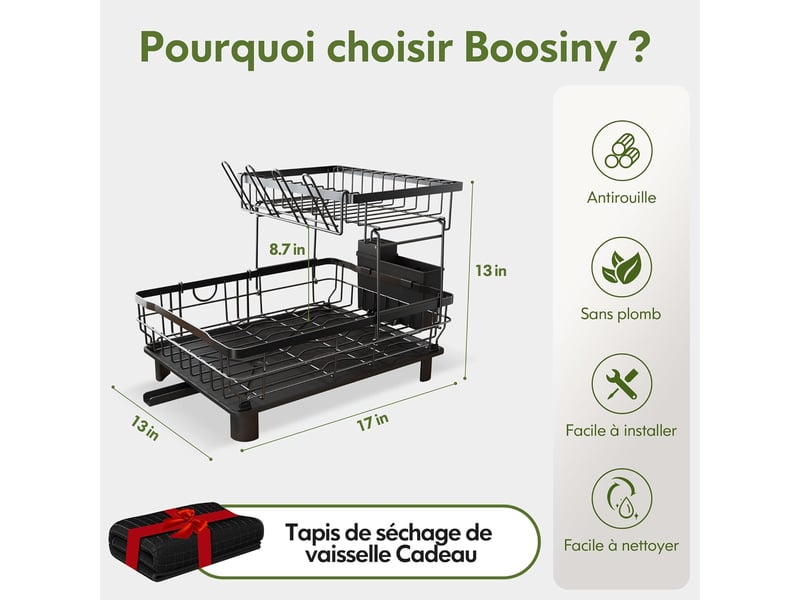  Egoutoire vaisselle cuisine 2 niveaux avec porte-gobelets et porte-ustensiles  - Conforama B