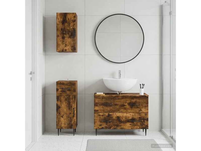 Ensemble de meuble de salle de bain 3 pièces haarlem chêne fumé cf63449 - Conforama B
