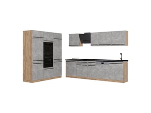 Vicco cuisine, bétonchêne doré, 180cm plan de travail anthracite