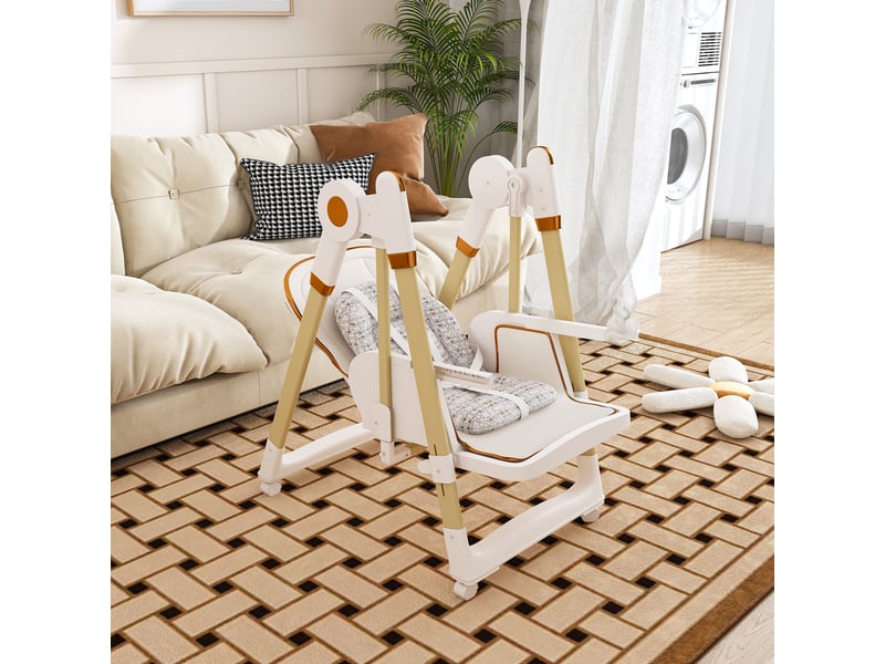  Chaise haute bébé 2-en-1 blanche, fonction balancelle, pliable et réglable en hauteur  - Conforama E