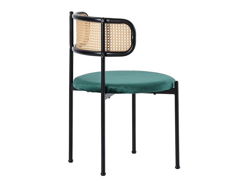  Lot de 4 chaises rotin vert à piètement métal – design moderne pour salon et chambre  - Conforama E