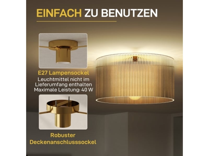 Plafonnier moderne en métal avec abat-jour en acrylique, compatible ampoules halogènes et led - Conforama E