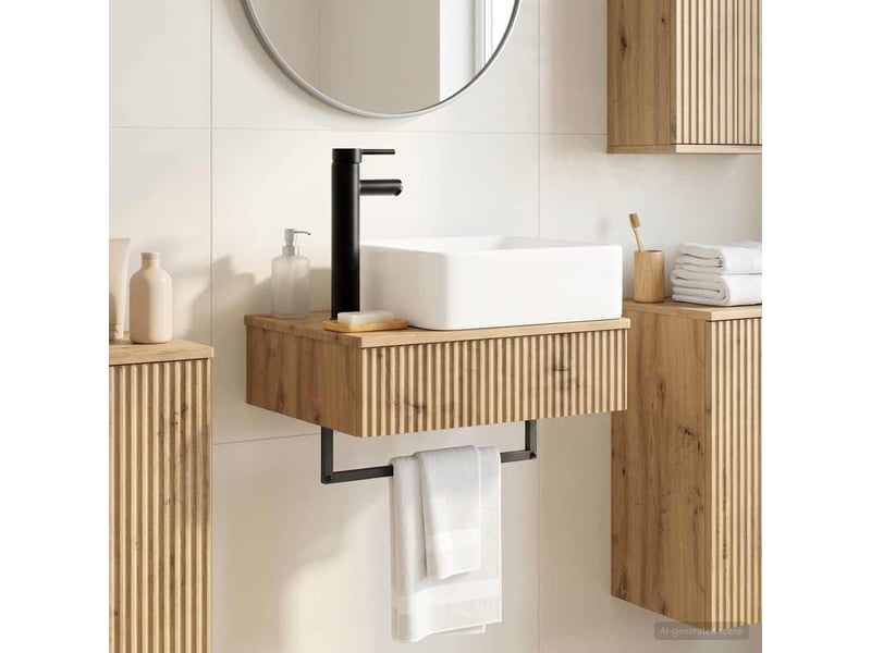 Basin de lavage mural, lavabo chêne artisanal 50x41x39 cm - Conforama B