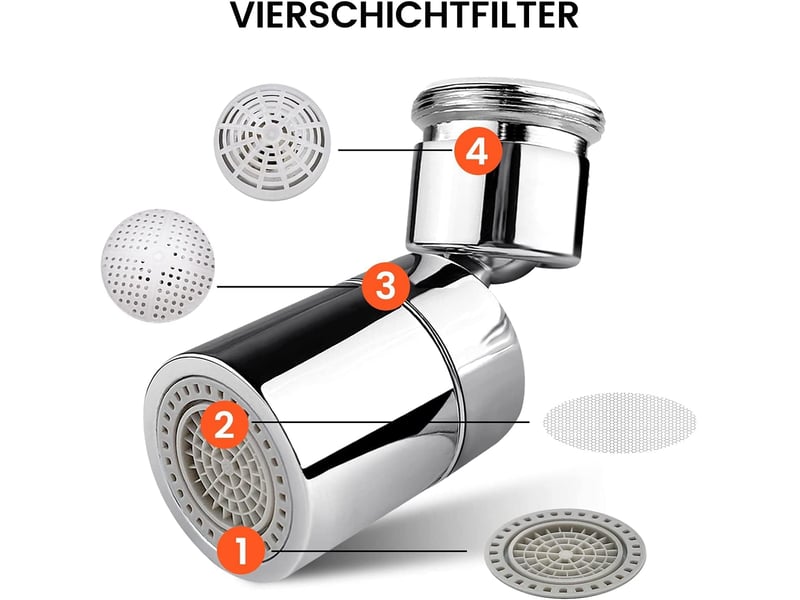  Mousseur de robinet m24 m22, orientable à 360 ° - double fonction - économiseur d'eau pour la cuisine et la salle de bain  - Conforama E