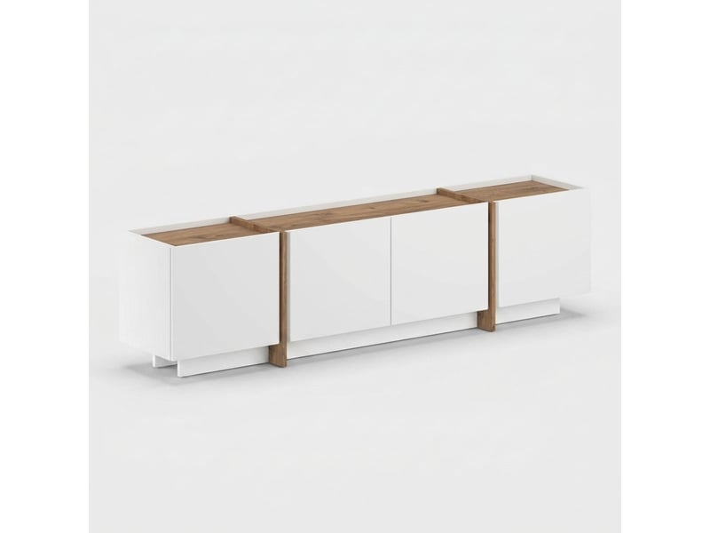  Support mural pour téléviseur avec portes à fermeture douce lowen - blanc  - Conforama A