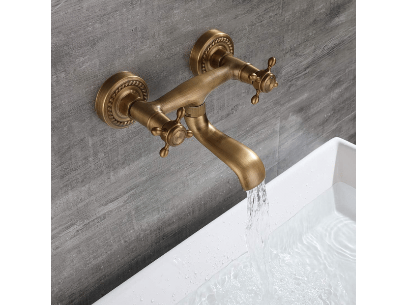  Robinet mural salle de bain vintage, robinet mural de lavabo salle de bain laiton  - Conforama B