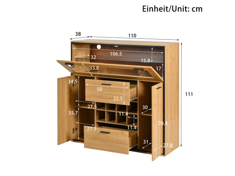  Bar led 2 portes 8 casiers à bouteilles décor chêne et métal noir bar naturel - Conforama C